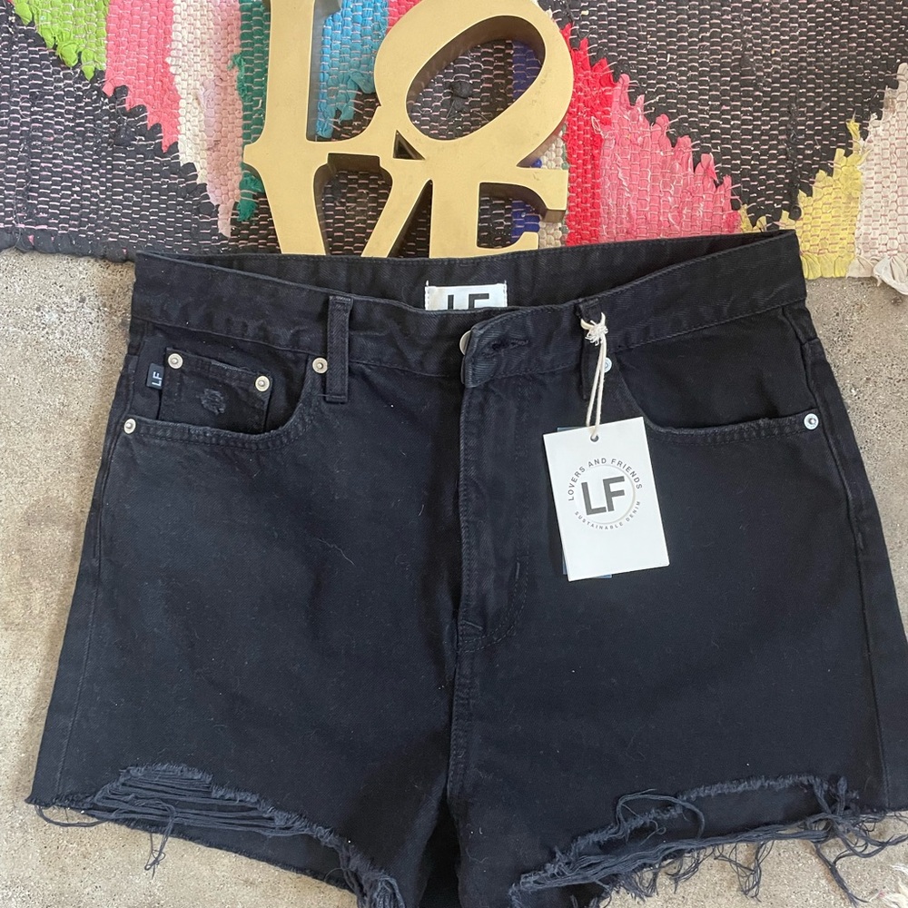 LOVERS + FRIENDS JACK HIGH RISE CUT OFF SHORT Black